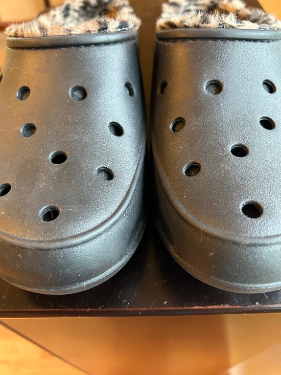 CROCS Shoes - Crocs black animal print lined clogs size 10